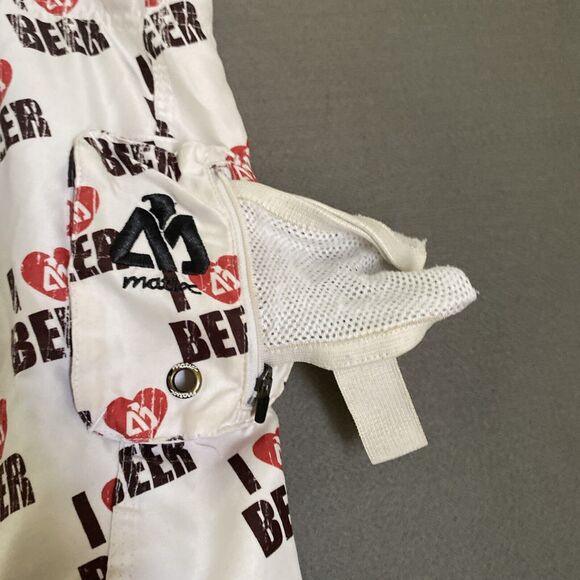 Matix Gusto Swim Shorts Men's 34 White I Heart Beer Cargo Logo Board Trunks Line - Picture 13 of 15